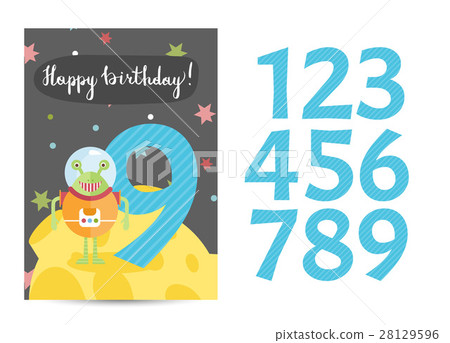 Happy Birthday Vector Cartoon Greeting Card Happy Birthday Vector Cartoon Greeting Card 28129596