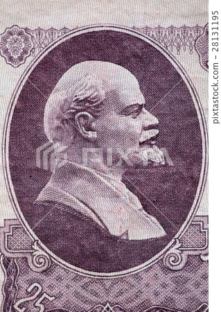 Vladimir Lenin profile portrait on the banknote Vladimir Lenin profile portrait on the banknote 28131195
