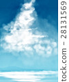 Illustration of sunny cumulonimbus and sea 28131569