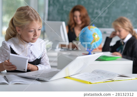 teacher with two girls at lesson teacher with two girls at lesson 28132312