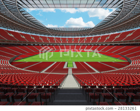 Round football -  soccer stadium with red seats 28133261