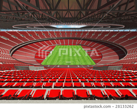 Round football -  soccer stadium with red seats 28133262