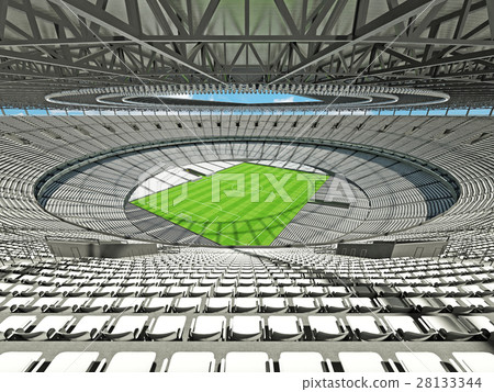 Round football - soccer stadium with white seats 28133344