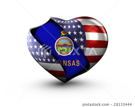 USA State Kansas flag on white background. 3d USA State Kansas flag on white background. 3d 28133444