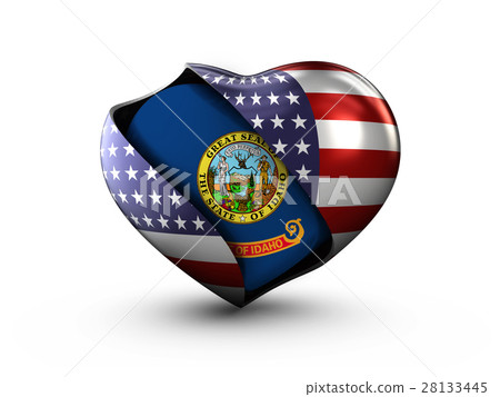 USA State Idaho flag on white background. 3d USA State Idaho flag on white background. 3d 28133445
