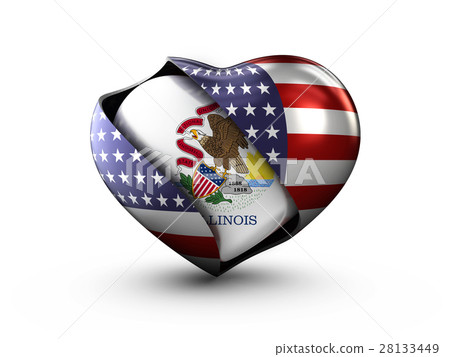 USA State Illinois flag on white background. 3d 28133449