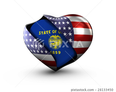 USA State Oregon flag on white background. 3d USA State Oregon flag on white background. 3d 28133450