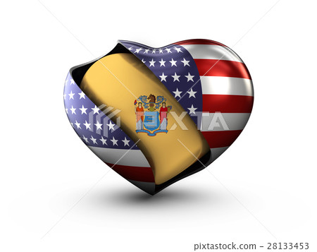 USA State New Jersey flag on white background. 3d USA State New Jersey flag on white background. 3d 28133453