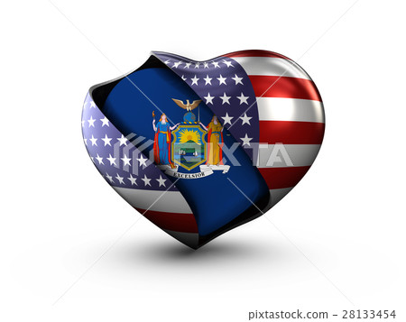 USA State New York flag on white background. 3d USA State New York flag on white background. 3d 28133454