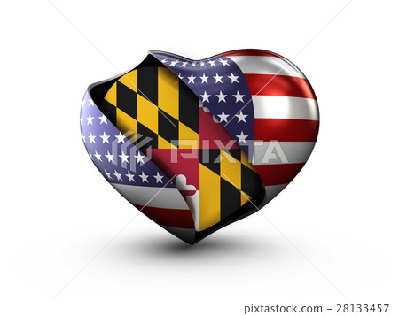 USA State Maryland flag on white background. 3d USA State Maryland flag on white background. 3d 28133457