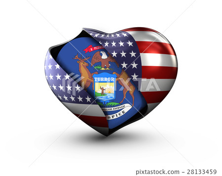 USA State Michigan flag on white background. 3d 28133459