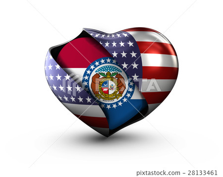 USA State Missouri flag on white background. 3d USA State Missouri flag on white background. 3d 28133461
