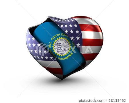 USA State South Dakota flag on white background USA State South Dakota flag on white background 28133462