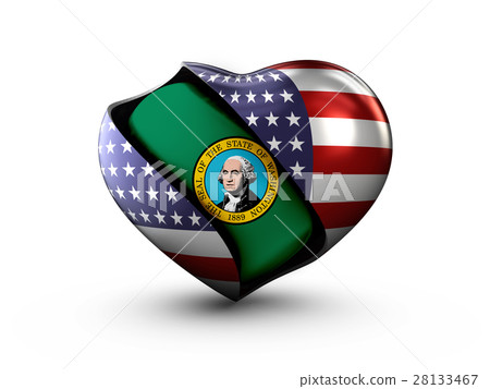 USA State Washington flag on white background. 3d USA State Washington flag on white background. 3d 28133467