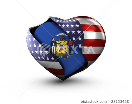 USA State Wisconsin flag on white background. 3d USA State Wisconsin flag on white background. 3d 28133468