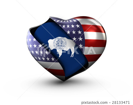 USA State Wyoming flag on white background. 3d 28133471
