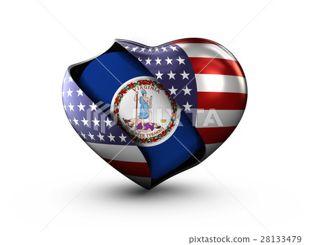 USA State Virginia flag on white background. 3d USA State Virginia flag on white background. 3d 28133479