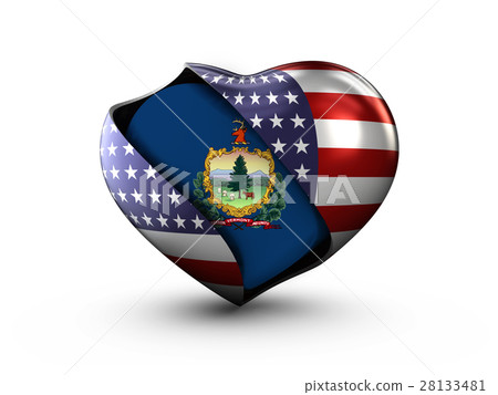USA State Vermont flag on white background. 3d USA State Vermont flag on white background. 3d 28133481