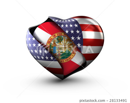 USA State Florida flag on white background. 3d USA State Florida flag on white background. 3d 28133491