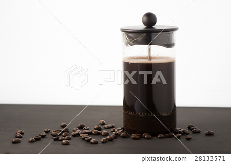Coffee,Black coffee,French press coffee on table. Coffee,Black coffee,French press coffee on table. 28133571