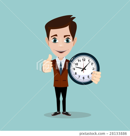 businessman with alarm clocks, thumbs up, businessman with alarm clocks, thumbs up, 28133886
