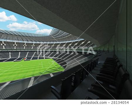 Round football -  soccer stadium with  black seats 28134054