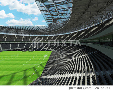 Round football -  soccer stadium with  black seats 28134055