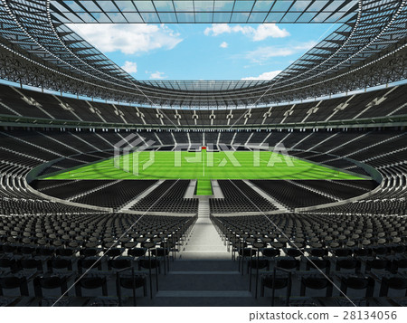 Round football -  soccer stadium with  black seats 28134056