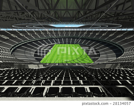 Round football -  soccer stadium with  black seats 28134057