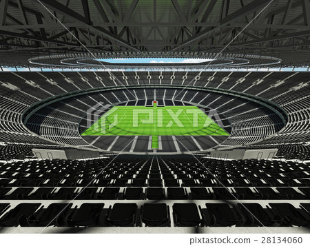 Round football -  soccer stadium with  black seats 28134060