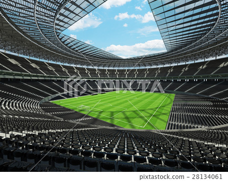Round football -  soccer stadium with  black seats 28134061