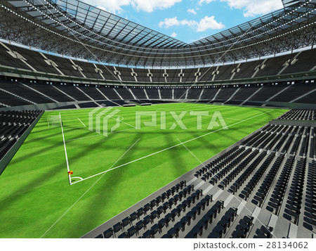 Round football -  soccer stadium with  black seats 28134062