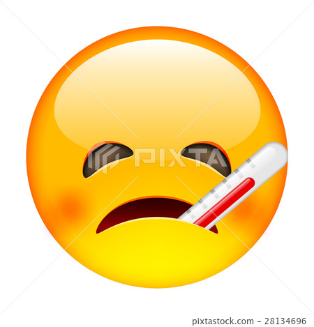 Unhappy Sick Smile of Emoticon with Thermometer Unhappy Sick Smile of Emoticon with Thermometer 28134696