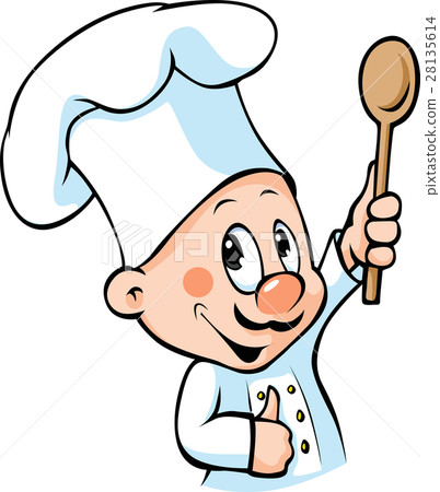 插图素材: chef hold wooden spoon