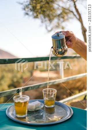 Preparation of mint tea, Moroccan style 28135713