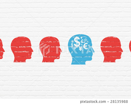 Business concept: head with finance symbol icon on Business concept: head with finance symbol icon on 28135988