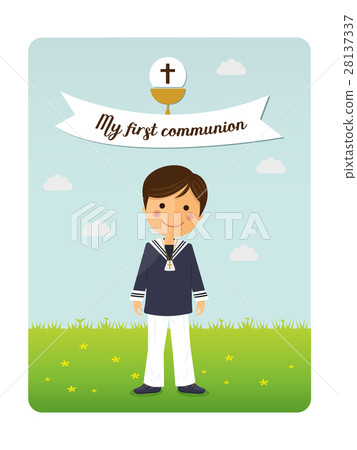 First communion child invitation with message 28137337