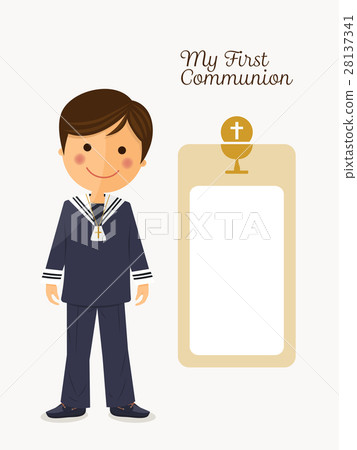 First communion child on white background First communion child on white background 28137341