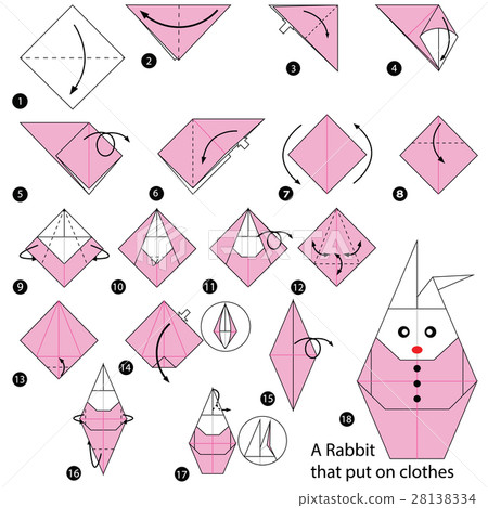 Paper Rabbit Clothes origami A Rabbit That Put On Clothes. - Stock Illustration [28138334 ...