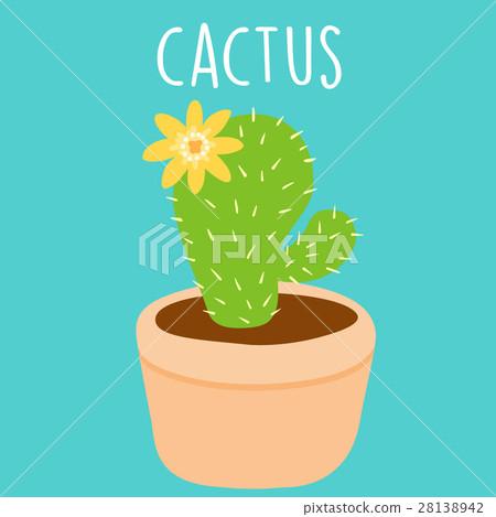 cute yellow flower cactus in a pot vector 28138942