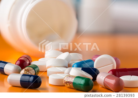 Heap of colorful drugs and pills Heap of colorful drugs and pills 28139393