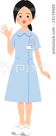 婦女與藍色護士衣裳的手 28139988