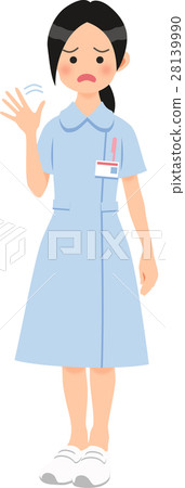A woman who dislikes wearing blue nurse clothes 28139990