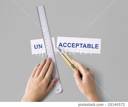 Unacceptable Unwelcome Hand Cut Word Split Concept 28140572