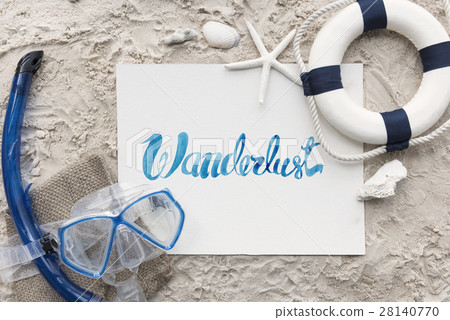 Wanderlust Snorkeling Lifebuoy Diving Adventure Activity Concept 28140770