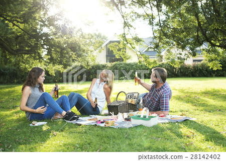 Family Picnic Outdoors Togetherness Relaxation Concept 28142402