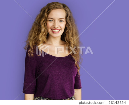 Young Woman Smiling Cheerful Concept Young Woman Smiling Cheerful Concept 28142834