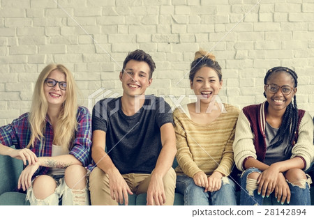 Diverse Group People Sitting Couch Concept 28142894