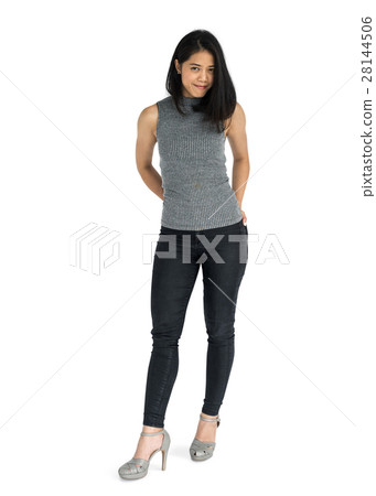 Woman Cheerful Studio Portrait Concept 28144506
