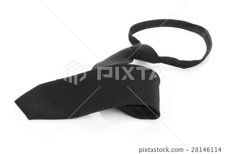 Black necktie on white background 28146114